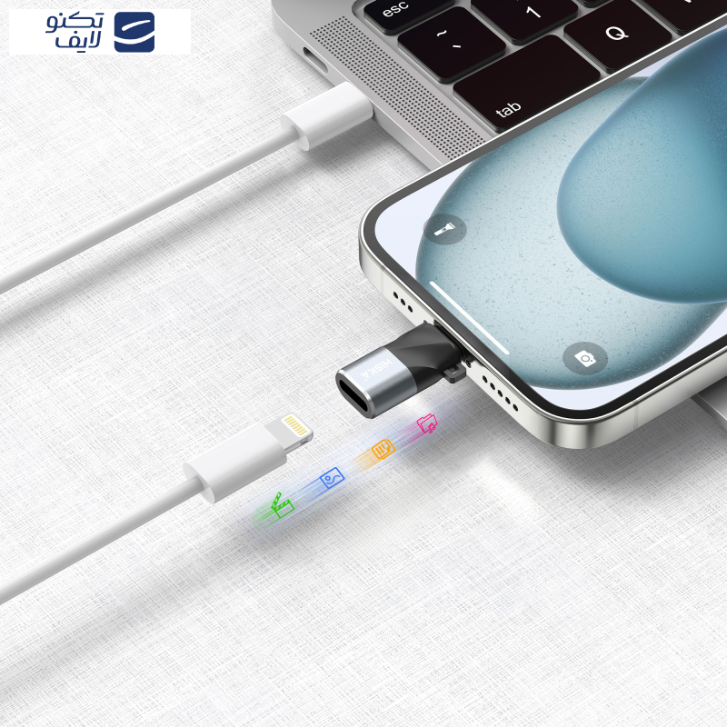 مبدل OTG لایتنینگ به USB-C هیسکا مدل H8 مبدل OTG لایتنینگ به USB-C هیسکا مدل H8
