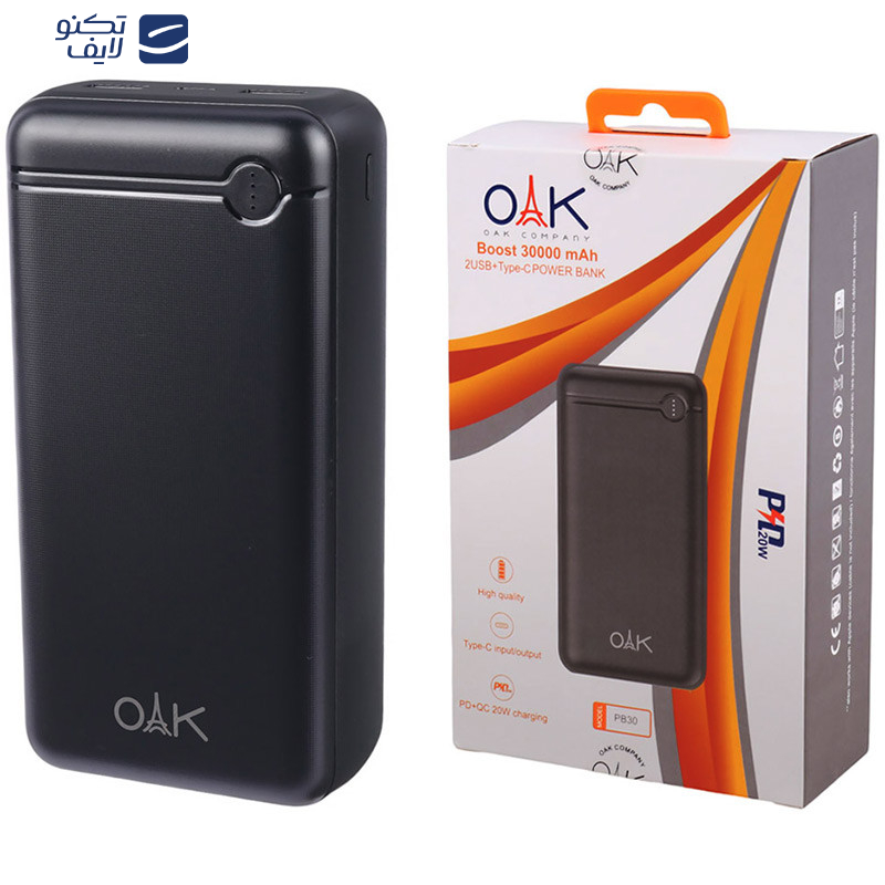 پاوربانک اوآک مدل OAK PB30 ظرفیت 30000 میلی آمپر ساعت پاوربانک اوآک مدل OAK PB30 ظرفیت 30000 میلی آمپر ساعت