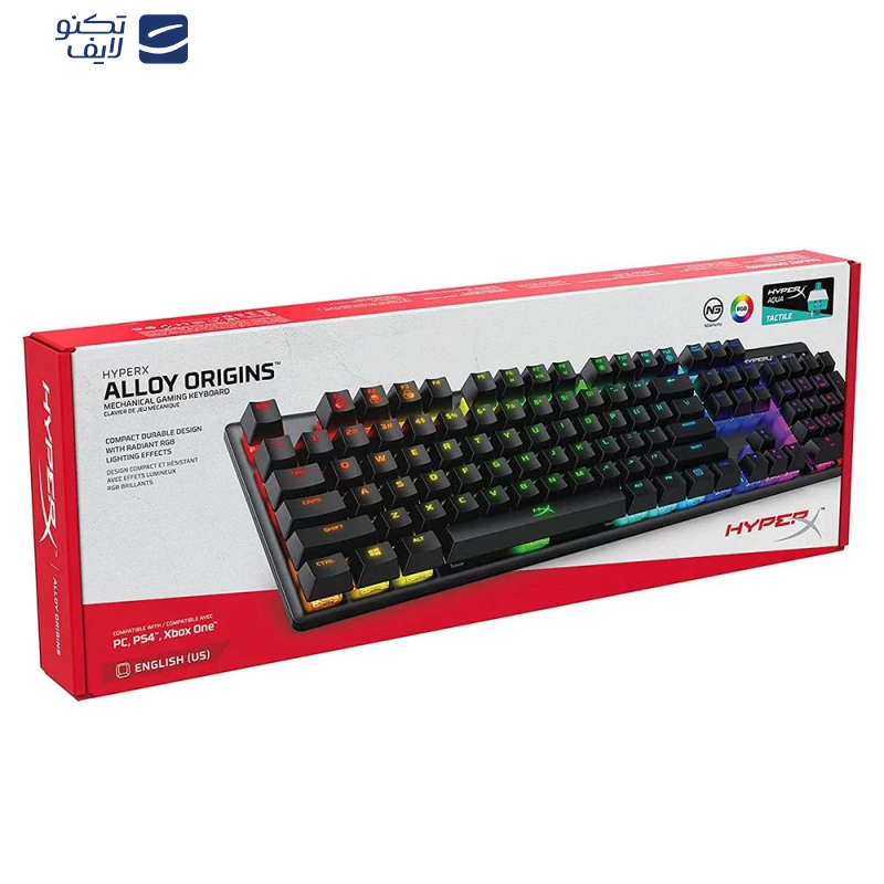 کیبورد مخصوص بازی هایپرایکس مدل HyperX keyboard Alloy Origins RGB Mechanical Tactile switch 