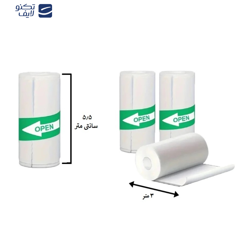 کاغذ پرینتر حرارتی پشت چسبدار پایتخت رول مدل LA3W بسته 5 عددی