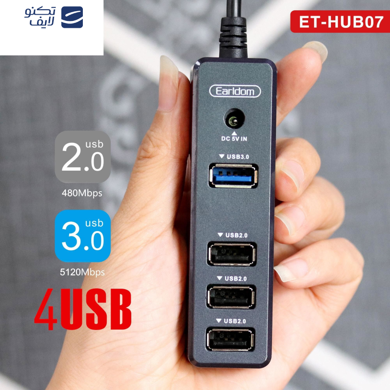 هاب 4 پورت USB 3.0 ارلدام مدل ET-HUB07 هاب 4 پورت USB 3.0 ارلدام مدل ET-HUB07