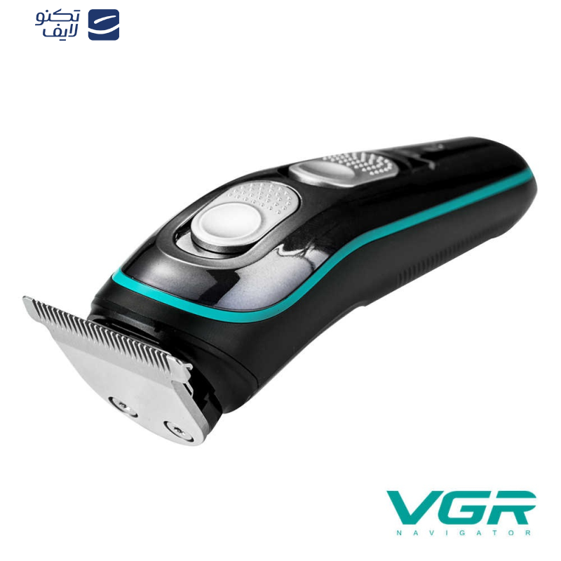 ماشین اصلاح موی صورت وی جی آر مدل V-055، منبع انرژی با باتری قابل شارژ، تکنولوژی اصلاح به صورت برش مستقیم، اندازه اصلاح ۰-۱۰ میلی‌متر، مدت زمان شارژ 90 دقیقه و مدت زمان استفاده پس از شارژ 120 دقیقه، به همراه روغن