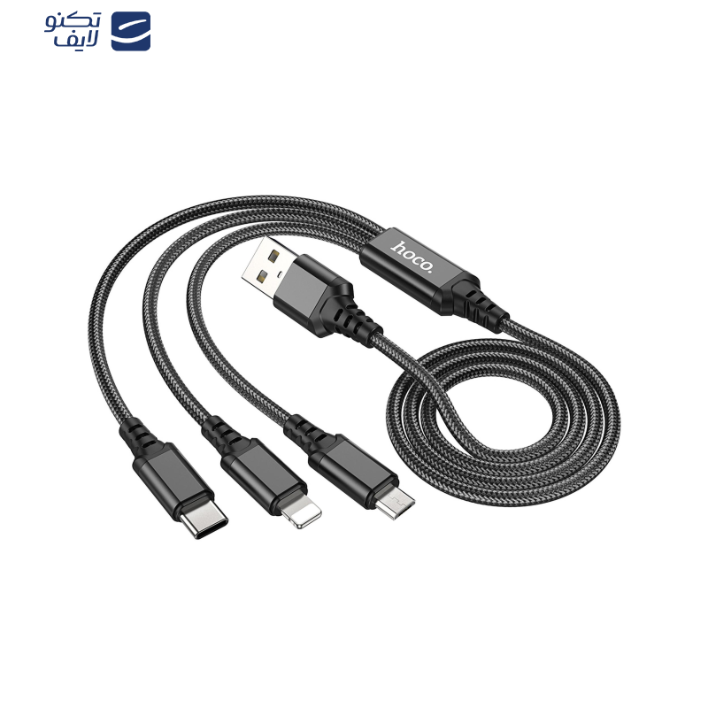 کابل تبدیل USB به لایتنینگ/ MICRO USB/USB-C هوکو مدل X76 3IN1 طول 1 متر کابل تبدیل USB به لایتنینگ/ MICRO USB/USB-C هوکو مدل X76 3IN1 طول 1 متر