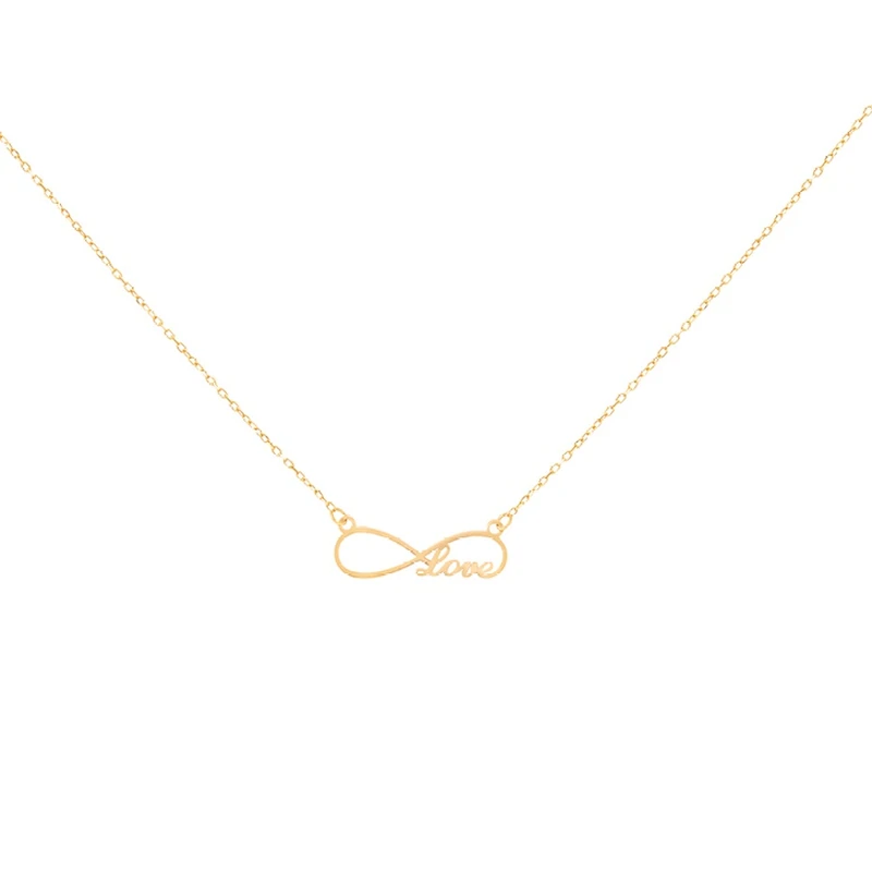 گردنبند طلا 18 عیار زنانه مدل بی نهایت نوشته love گردنبند طلا 18 عیار زنانه مدل بی نهایت نوشته love
