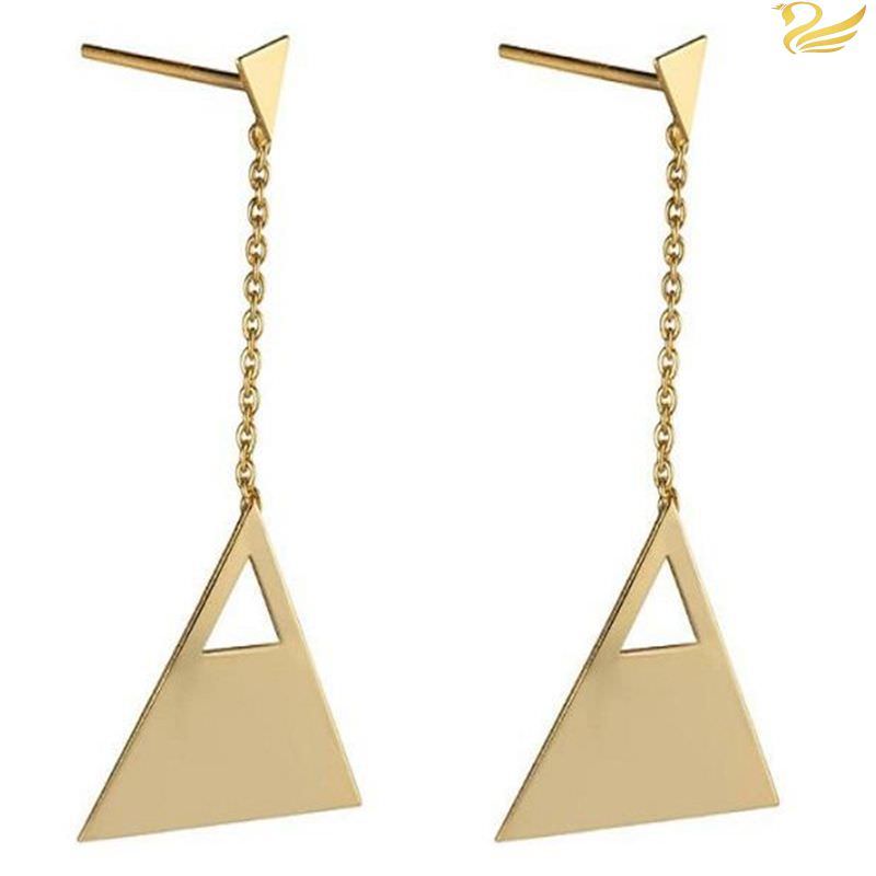 گوشواره طلا 18عیار طرح مثلث و ذوزنقه آویزی گوشواره طلا 18عیار طرح مثلث و ذوزنقه آویزی