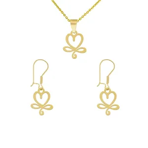 نیم ست طلا 18 عیار زنانه طلای کامک مدل گل قلبی نیم ست طلا 18 عیار زنانه طلای کامک مدل گل قلبی