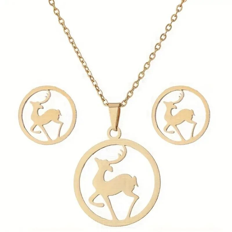 نیم ست طلا 18 عیار زنانه مدل گوزن نیم ست طلا 18 عیار زنانه مدل گوزن