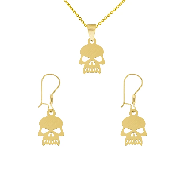 نیم ست طلا 18 عیار زنانه مدل جمجمه نیم ست طلا 18 عیار زنانه مدل جمجمه