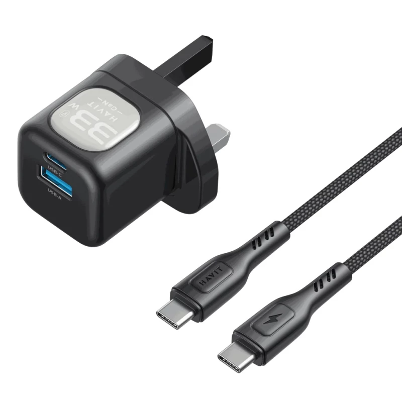 شارژر دیواری 33 وات هویت مدل UC233 به همراه کابل USB-C شارژر دیواری 33 وات هویت مدل UC233 به همراه کابل USB-C