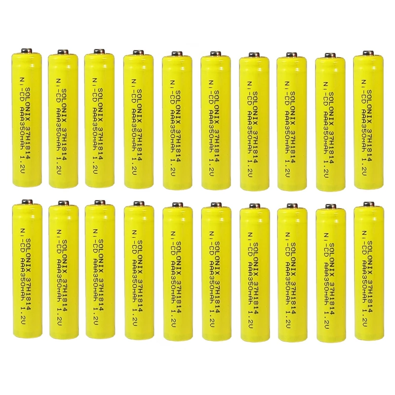 باتری شارژی نیم قلمی سولونیکس مدل صنعتی Ni-Cd مجموعه 20 عددی