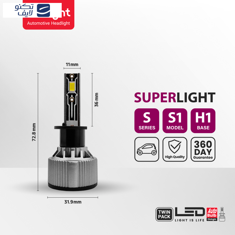 لامپ هدلایت LED اتولایت مدل S1 پایه H1 بسته 2 عددی لامپ هدلایت LED اتولایت مدل S1 پایه H1 بسته 2 عددی