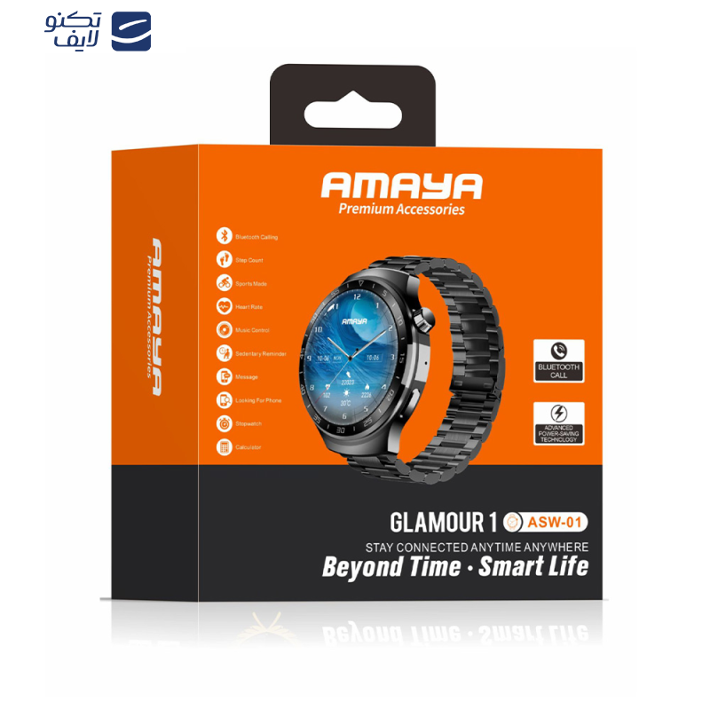 ساعت هوشمند آمایا مدل ASW-01 با قابلیت مکالمه، کنترل موسیقی (Music Player)، صفحه نمایش لمسی، کنترل سطح اکسیژن خون بند استیل ساعت هوشمند آمایا مدل ASW-01 با قابلیت مکالمه، کنترل موسیقی (Music Player)، صفحه نمایش لمسی، کنترل سطح اکسیژن خون بند استیل