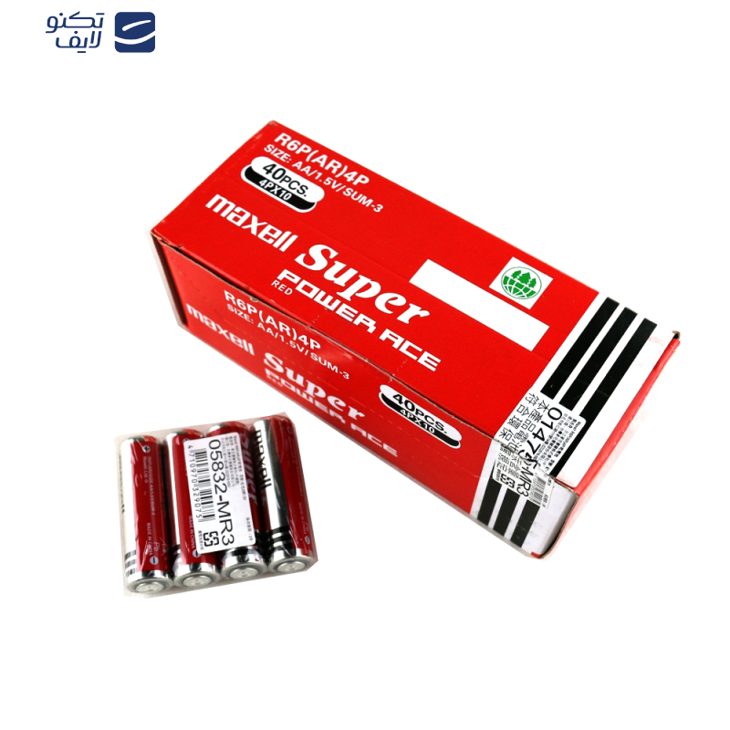 باتری قلمی مکسل مدل super power ace بسته 40 عددی باتری قلمی مکسل مدل super power ace بسته 40 عددی