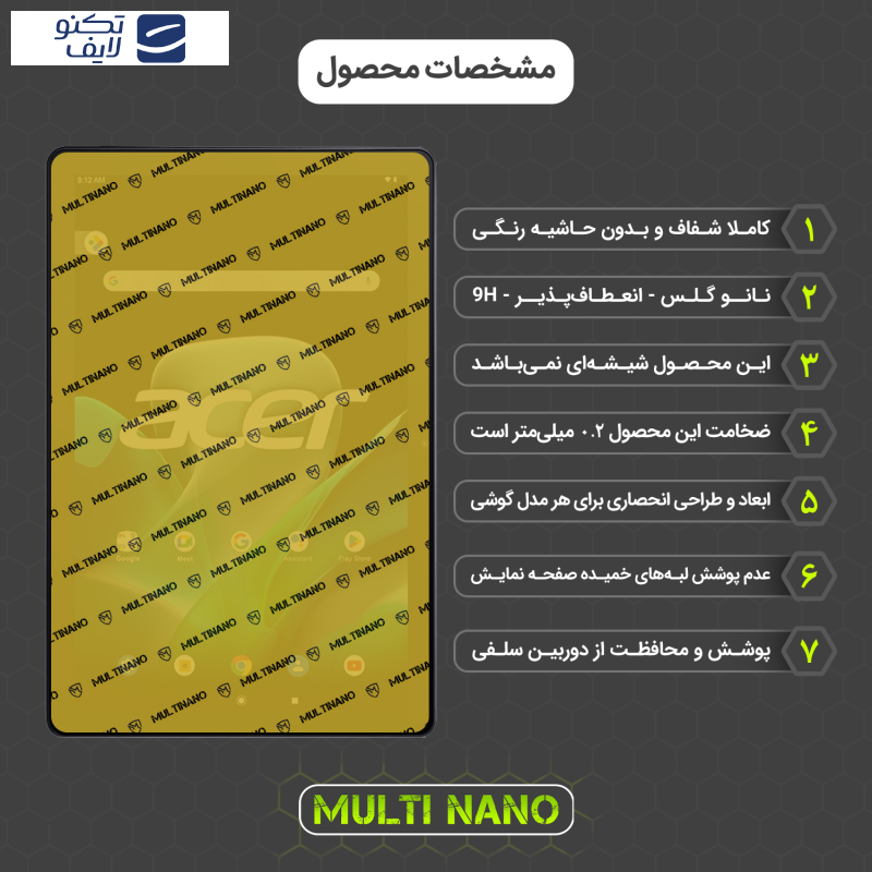 محافظ صفحه نمایش مولتی نانو مدل X-S1N مناسب برای تبلت ایسر Iconia Tab M10 محافظ صفحه نمایش مولتی نانو مدل X-S1N مناسب برای تبلت ایسر Iconia Tab M10