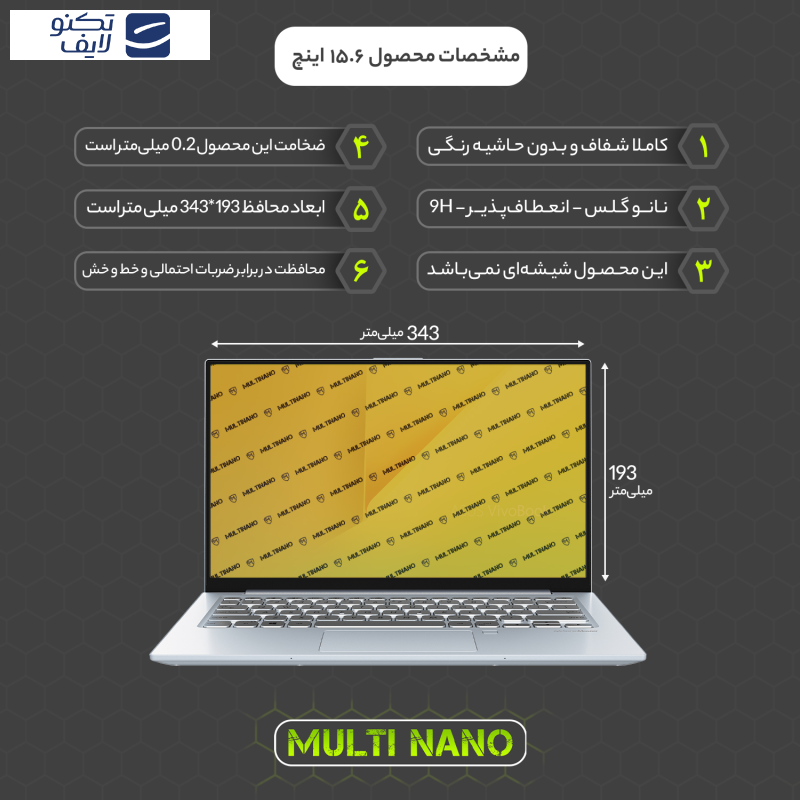 محافظ صفحه نمایش مولتی نانو مدل X-S1N مناسب برای لپ تاپ 15.6 اینچ محافظ صفحه نمایش مولتی نانو مدل X-S1N مناسب برای لپ تاپ 15.6 اینچ
