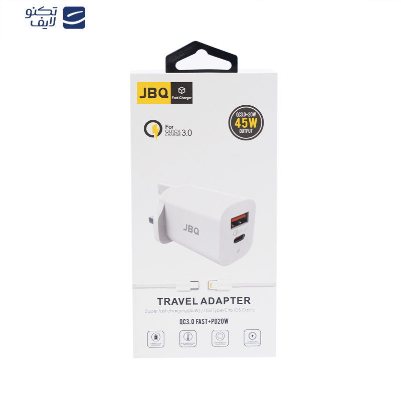 شارژر دیواری 45 وات جی بی کیو مدل HC-P5 به همراه کابل لایتنینگ شارژر دیواری 45 وات جی بی کیو مدل HC-P5 به همراه کابل لایتنینگ