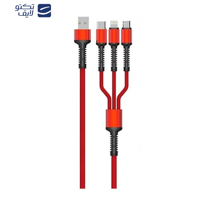 کابل تبدیل USB به microUSB/USB-C/لایتنینگ الدینیو مدل LC93 طول 1.2 متر کابل تبدیل USB به microUSB/USB-C/لایتنینگ الدینیو مدل LC93 طول 1.2 متر