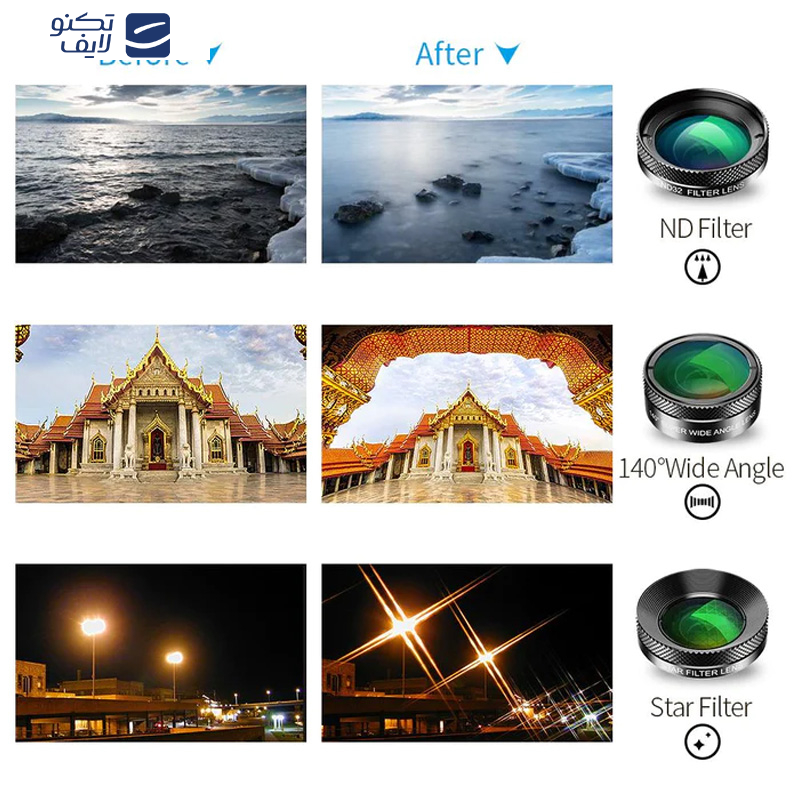 لنز کلیپسی موبایل گرین لاین مدل Lens Kit 6 in 1 لنز کلیپسی موبایل گرین لاین مدل Lens Kit 6 in 1