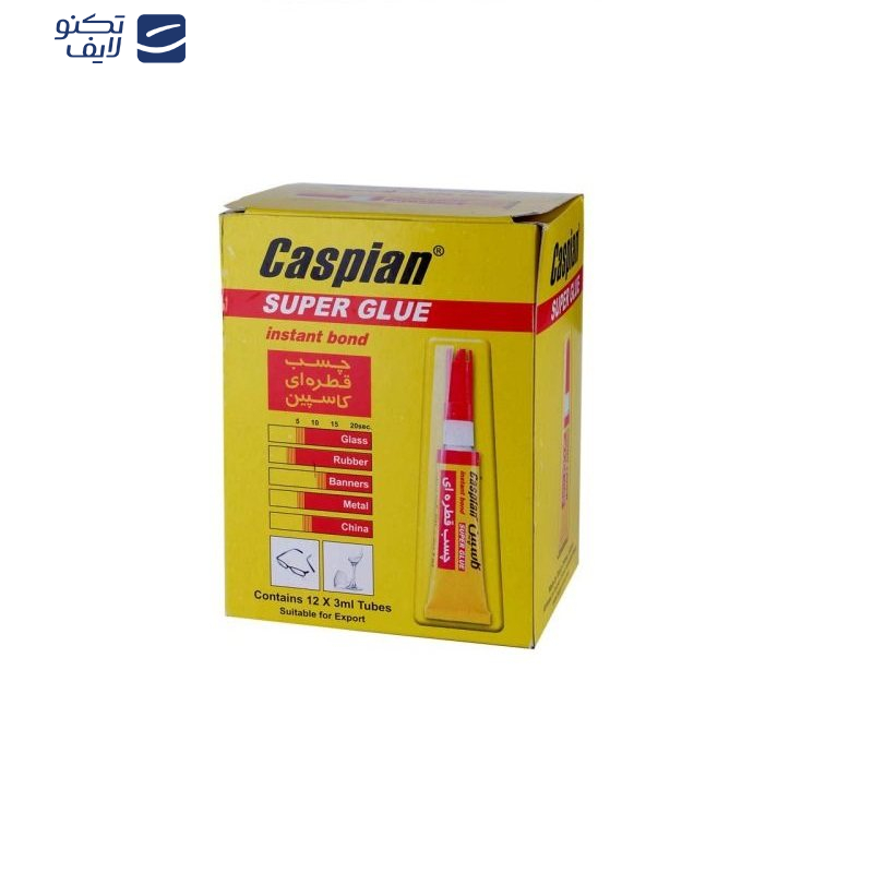 چسب قطره ای کاسپین مدل super glue حجم 3 گرم بسته 12 عددی چسب قطره ای کاسپین مدل super glue حجم 3 گرم بسته 12 عددی