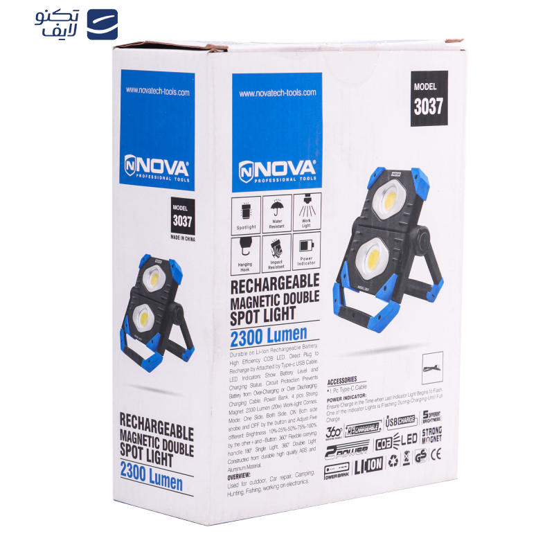 نورافکن دستی نووا مدل 3037 نورافکن دستی نووا مدل 3037