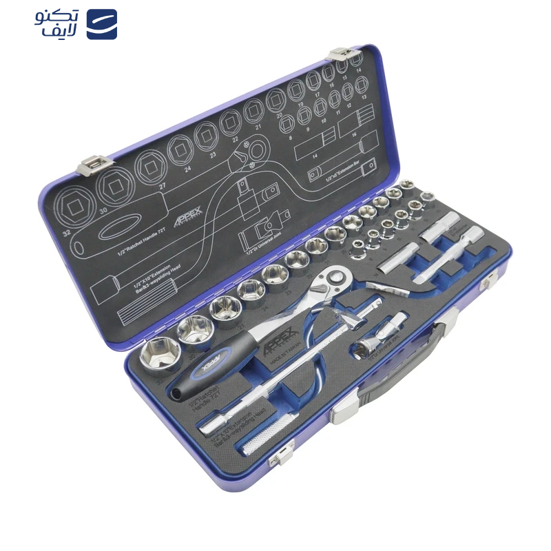 آچار بکس اپکس مدل AJ-APX-1527 مجموعه 27 عددی آچار بکس اپکس مدل AJ-APX-1527 مجموعه 27 عددی