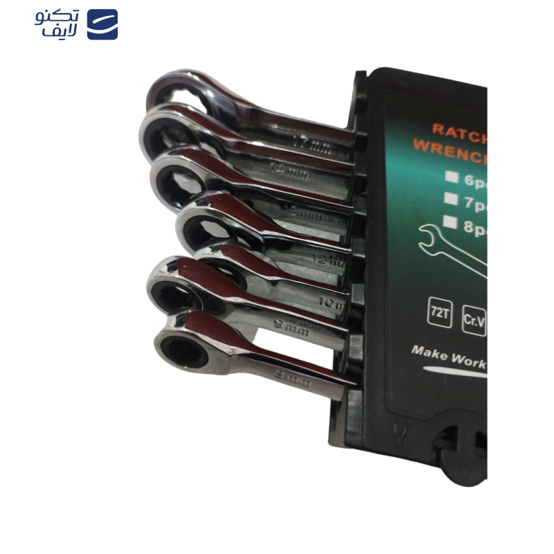 آچار یکسر تخت و یکسر رینگی جغجغه ای مدل RATCHET WRENCH مجموعه 7 عددی آچار یکسر تخت و یکسر رینگی جغجغه ای مدل RATCHET WRENCH مجموعه 7 عددی