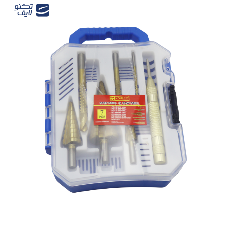 مته کاجی و مته برش و سنبه کوهلر مدل YP-07 مجموعه 7 عددی