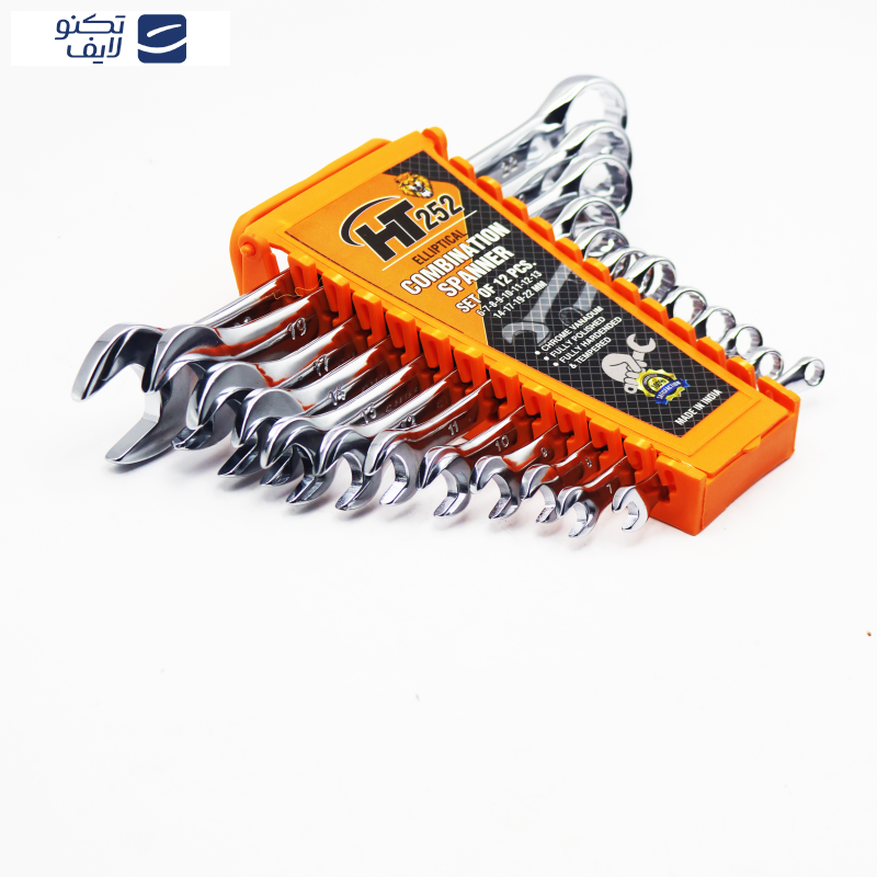 آچار یکسر تخت و یکسر رینگی اچ تی مدل YP-HT252-PPELEKANI مجموعه 12 عددی