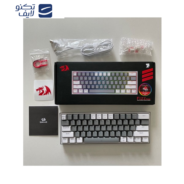 کیبورد مخصوص بازی ردراگون مدل FIZZ K617-GREY/WHITE