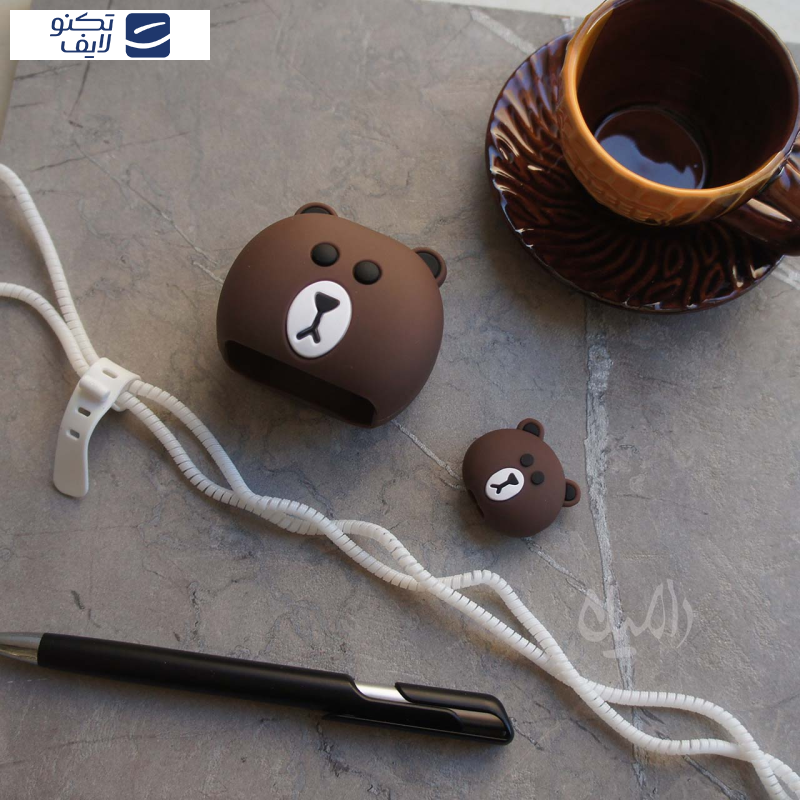 محافظ کابل طرح فانتزی خرس مدل Teddy-Cover به همراه محافظ شارژر دیواری مجموعه 4 عددی