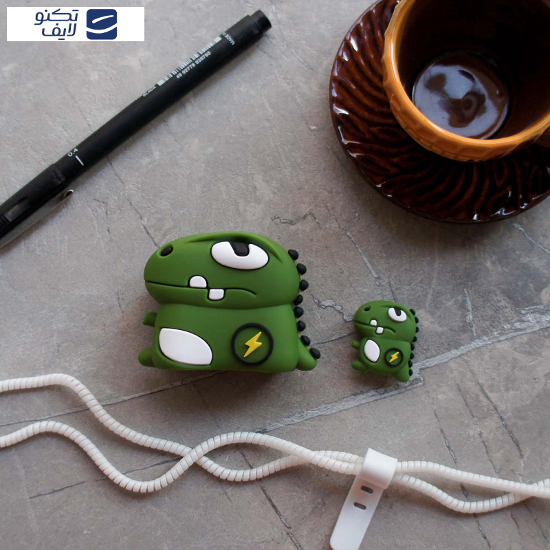 محافظ کابل مدل Cute Dragon-Cover به همراه محافظ شارژر دیواری مجموعه 4 عددی