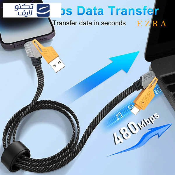 کابل تبدیل USB/ USB-C به لایتنینگ/USB-C آزرا مدل PD 27 W-MAX طول 1 متر کابل تبدیل USB/ USB-C به لایتنینگ/USB-C آزرا مدل PD 27 W-MAX طول 1 متر
