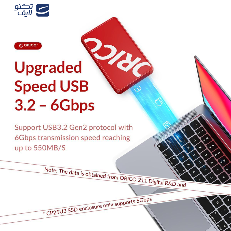 باکس SSD قابل حمل USB3.0 اوریکو مدل CP25U3