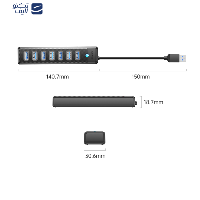 هاب 7 پورت USB3.0 اوریکو مدل PW7U-U3-05
