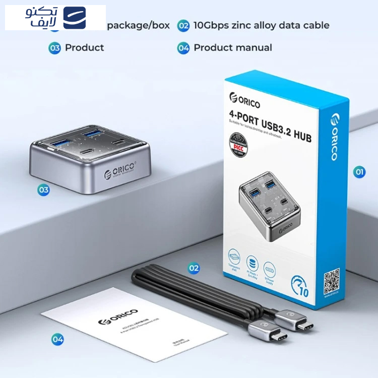 هاب چهار پورت USB3.2 اوریکو مدل XHJ2U2C-G2