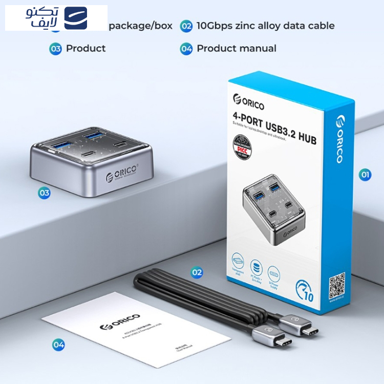 هاب USB3.2 چهار پورت اوریکو مدل XHJ4C-G2 هاب USB3.2 چهار پورت اوریکو مدل XHJ4C-G2