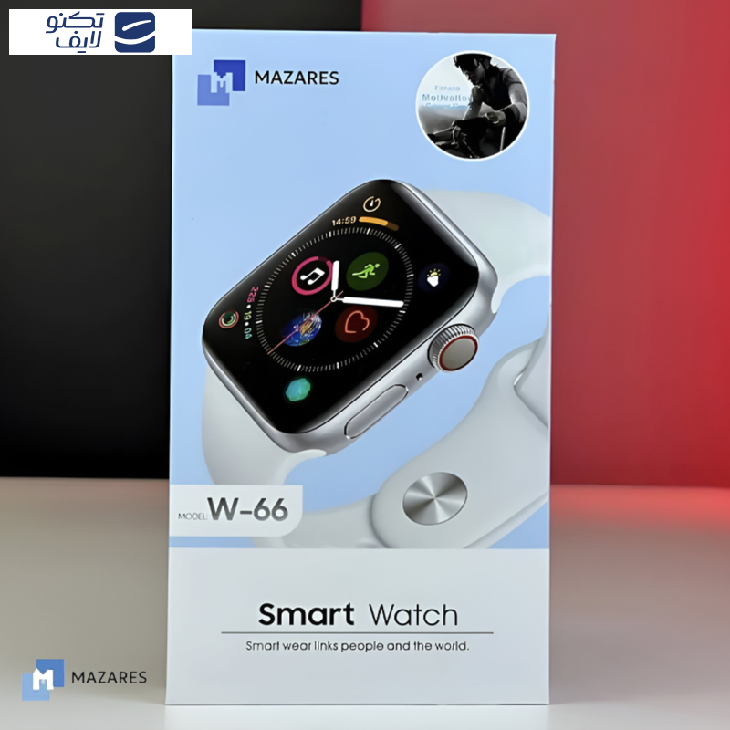 ساعت هوشمند مازارس مدل W66 سایز 44mm به همراه بند اضافه ساعت هوشمند مازارس مدل W66 سایز 44mm به همراه بند اضافه