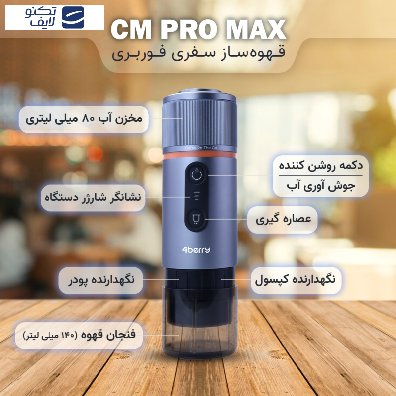 قهوه ساز سفری فوربری مدل CM Pro Max قهوه ساز سفری فوربری مدل CM Pro Max
