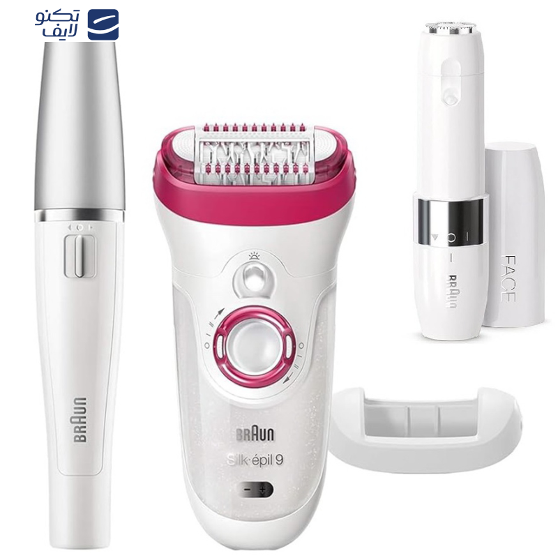 اپیلاتور براون مدل  Silk-epil 9 9-538 به همراه ماشین اصلاح صورت و اپیلاتور لایه بردار براون 