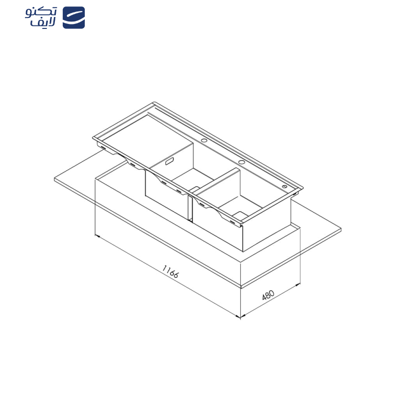 سینک ظرفشویی استیل توکار دو لگنه کن مدل BCN306 لگن راست سینک ظرفشویی استیل توکار دو لگنه کن مدل BCN306 لگن راست