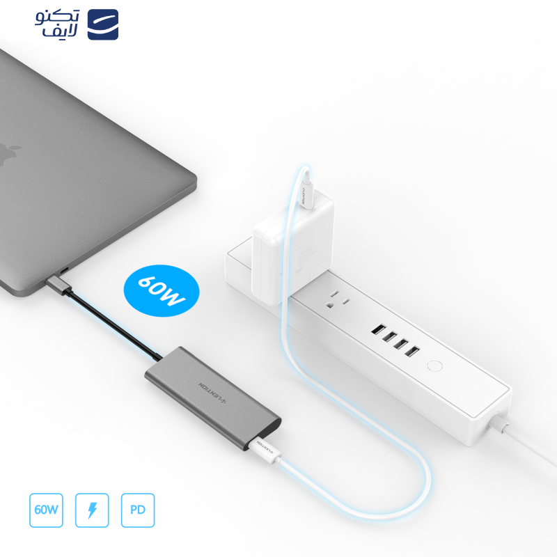 هاب 5 پورت USB-C لنشن مدل CB-TP-C31-SIL هاب 5 پورت USB-C لنشن مدل CB-TP-C31-SIL