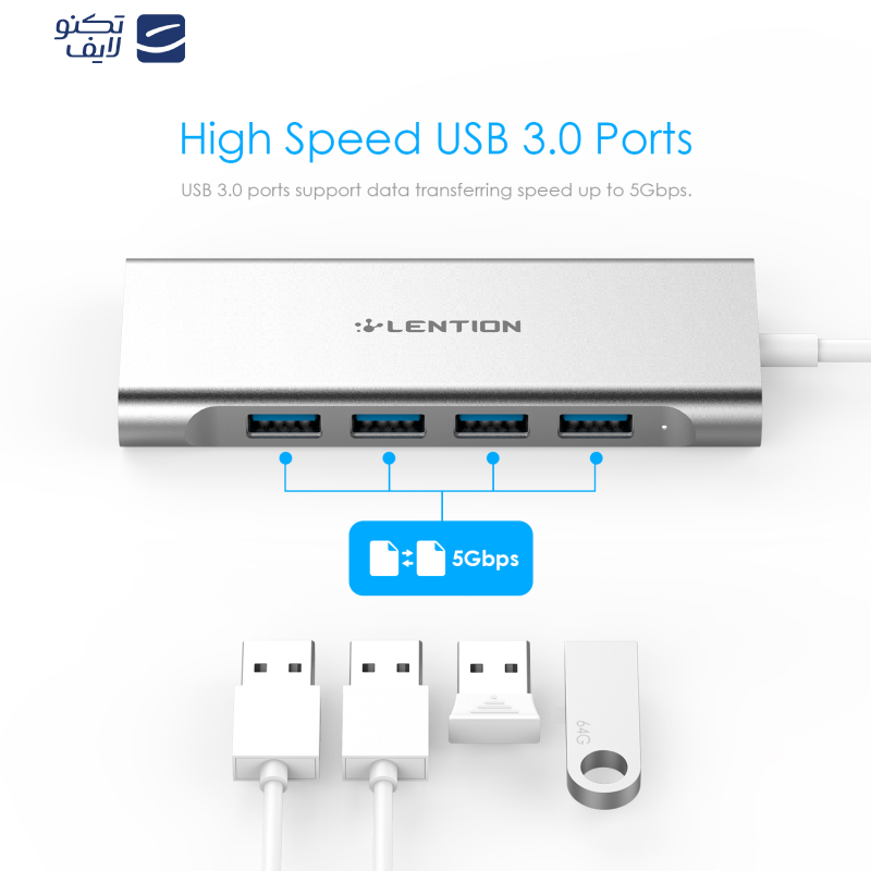 هاب 6 پورت USB-C لنشن مدل C35 هاب 6 پورت USB-C لنشن مدل C35