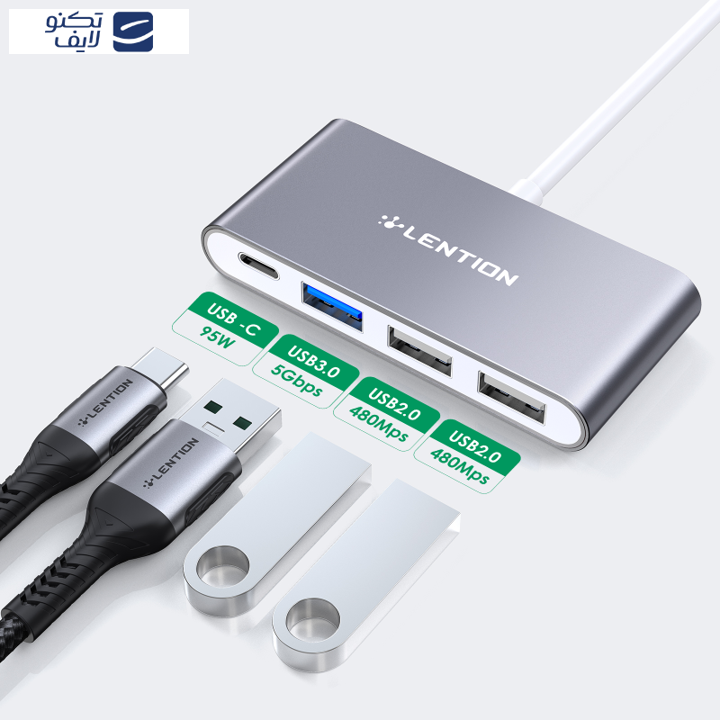 هاب 4 پورت USB-C لنشن مدل c13 هاب 4 پورت USB-C لنشن مدل c13
