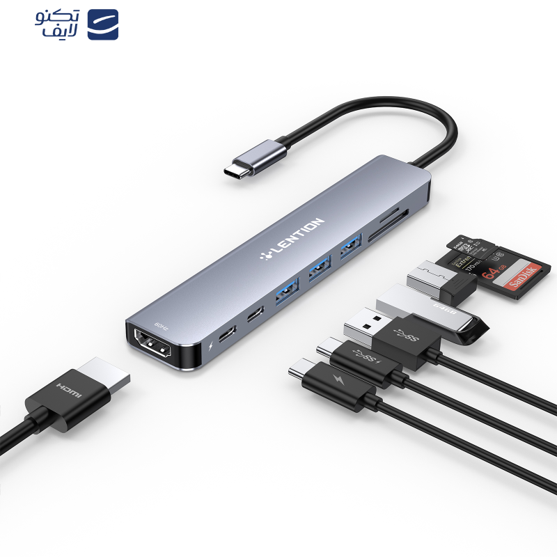 هاب 8 پورت USB-C لنشن مدل CE18s-HCR هاب 8 پورت USB-C لنشن مدل CE18s-HCR