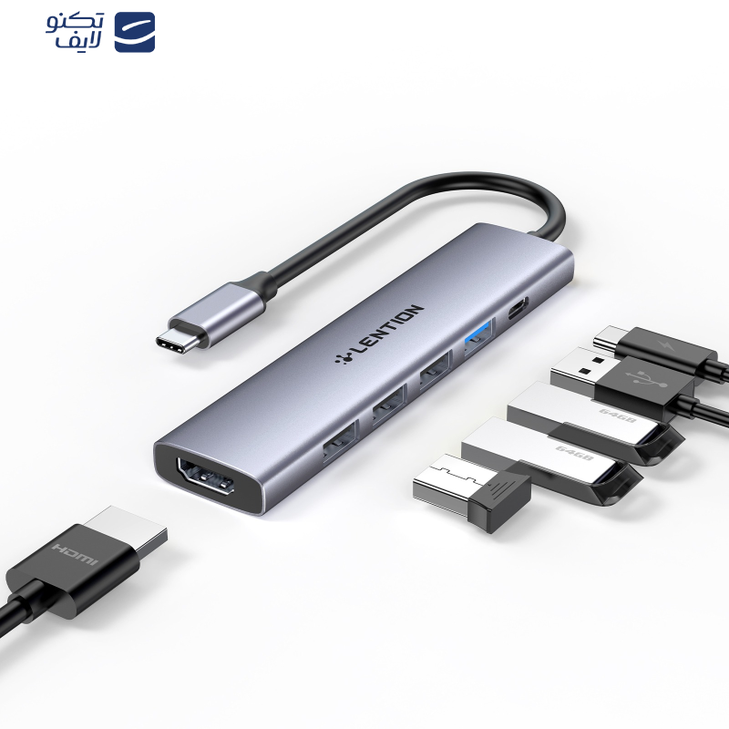 هاب 6 پورت USB-C لنشن مدل Ch17 هاب 6 پورت USB-C لنشن مدل Ch17