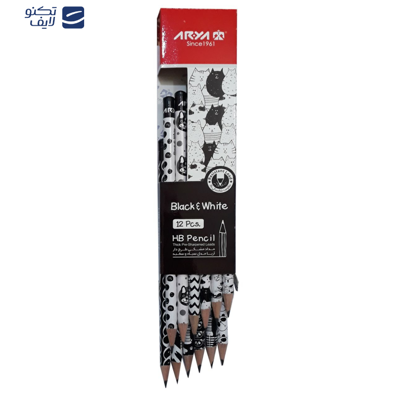 مداد مشکی آریا مدل BLACK & WHITE کد A2 بسته 12 عددی مداد مشکی آریا مدل BLACK & WHITE کد A2 بسته 12 عددی