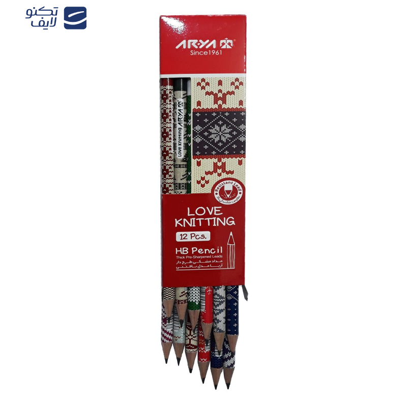 مداد مشکی آریا مدل LOVE KNITTING کد A5 بسته 12 عددی مداد مشکی آریا مدل LOVE KNITTING کد A5 بسته 12 عددی