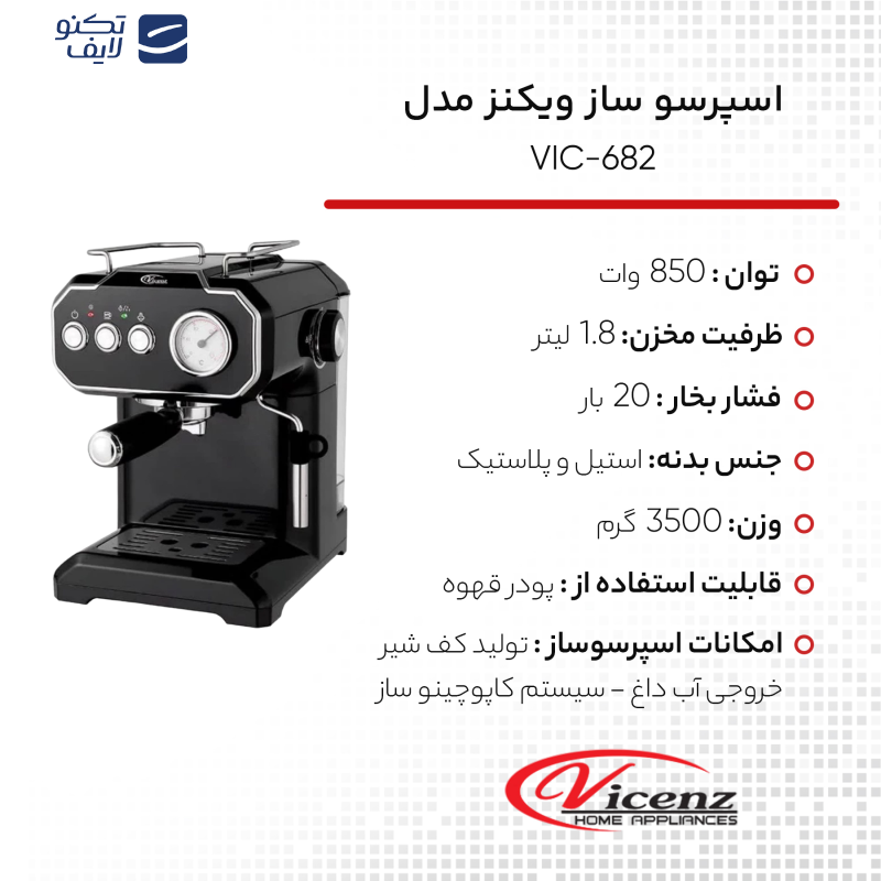 اسپرسو ساز ویکنز مدل VIC-682