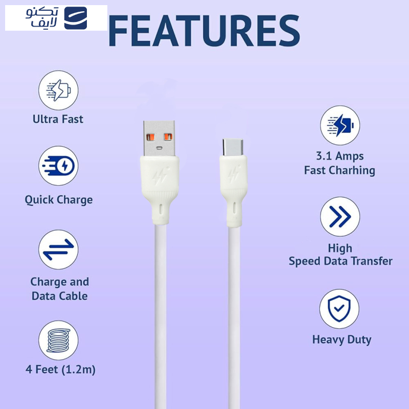 کابل تبدیل USB به USB-C اوکی 24 مدل UTC Fast Charge طول 1 متر کابل تبدیل USB به USB-C اوکی 24 مدل UTC Fast Charge طول 1 متر