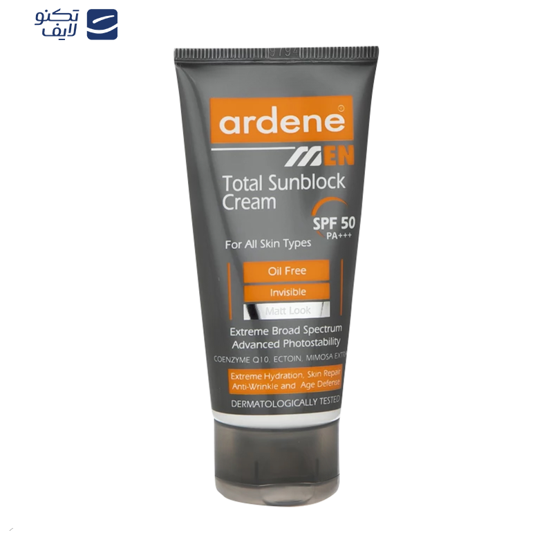 کرم ضدآفتاب بیرنگ آردن SPF50 مدل Total Sun Block مناسب انواع پوست وزن 50 گرم کرم ضدآفتاب بیرنگ آردن SPF50 مدل Total Sun Block مناسب انواع پوست وزن 50 گرم